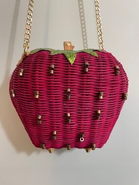 Betsy Johnson Strawberry Wicker Crossbody Bag